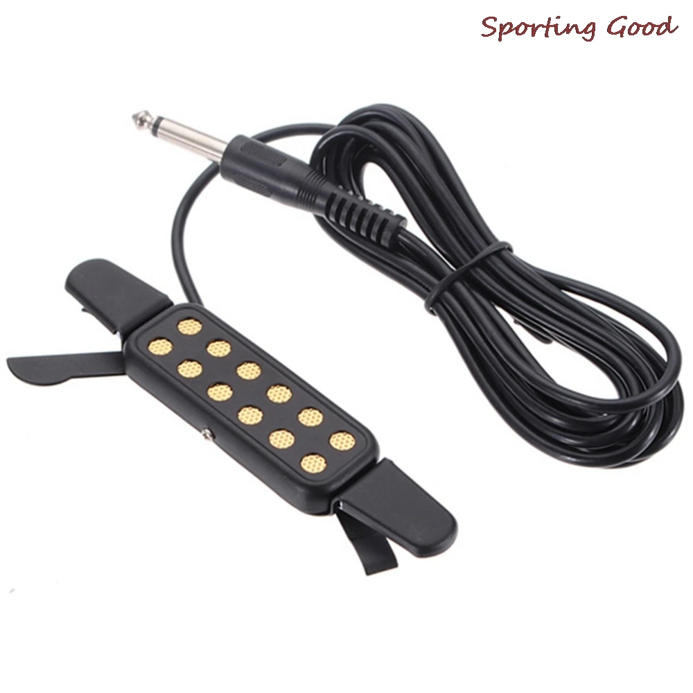12 Hole Acoustic Electric Guitar Pick Up Transducer Amplifier Clip-on Sound Pickup Microphone Wire