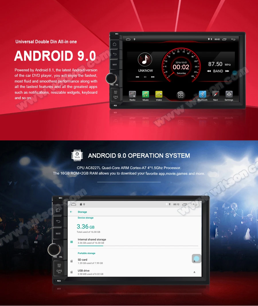 Best 7" Android 9.0 OS 2 Din Car Multimedia Two Din Car Navigation GPS Double Din Car Radio with Built-in Digital Signal Processor 2
