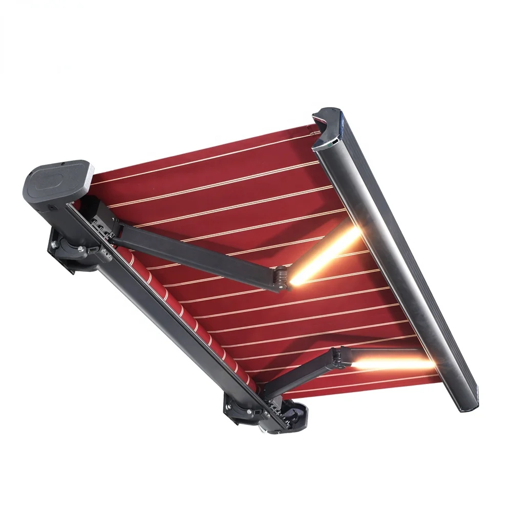 

High Quality LED Arm Full Cassette Awning Sunshade folding telescopic canopy outdoor rain proof electric villa household balcony