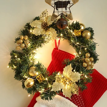 

30cm Wall Hanging Christmas Wreath Decoration LED Lighting For Xmas Party Door Garland Ornament Indoor Outdoor Christmas Wreath