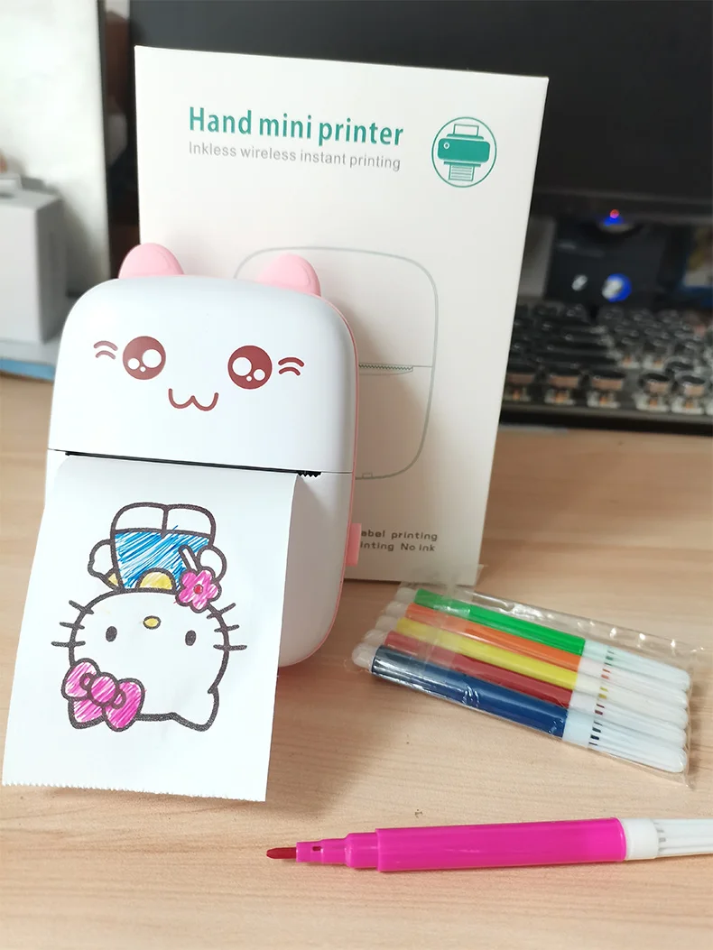 hp mini printer Portable Mini Thermal Printer Wirelessly BT 203dpi Photo Label Memo Wrong Question Printing With USB Cable Imprimante Portable canon mini photo printer