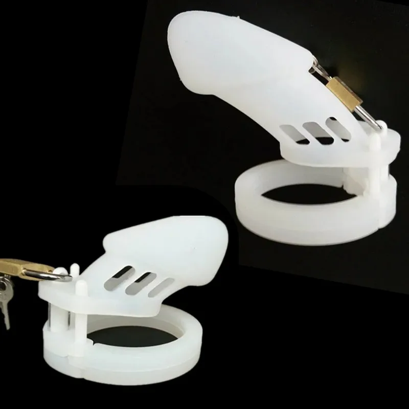 

CB6000 CB6000S White Silicone Chastity Devices Male Chastity Cage with Lock and 5 Rings Fetish Sex Toys Product for Men G7-2-4