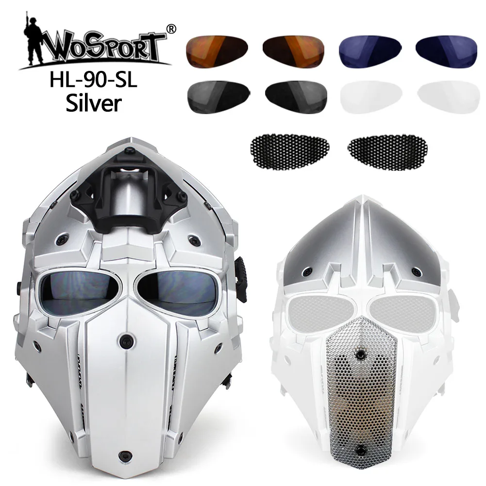 Military Tactical Airsoft Paintball Wargame CS Helmet Full-covered Protective Outdoor Hunting Helmet Army Tactical Helmet - Цвет: silver