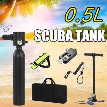 

100L Scuba Diving Cylinder Mini Oxygen Tank Set Respirator Air Tank Hand Pump for Snorkeling Breath Diving Equipment With Box