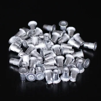 

JUSTINLUA 100pcs Aluminum Flat Head Metric Thread Blind Blinding Rivet Nut Insert Rivnut Nutsert For M6 and M8 Bolt Screw