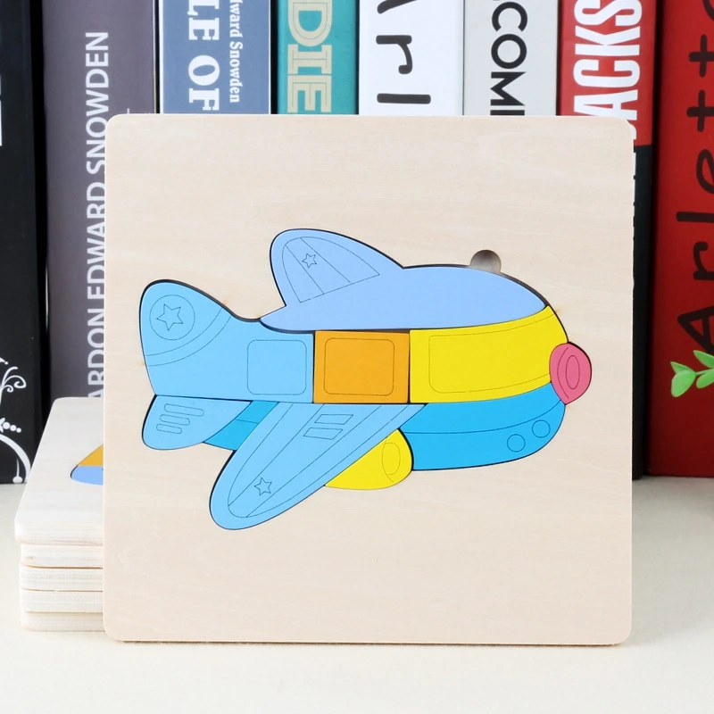 3D головоломка утолщенные деревянные пазлы детские игрушки мультфильм автомобиль самолет животные деревянные игрушки Обучающие игрушки Монтессори подарки на день рождения - Цвет: MP453