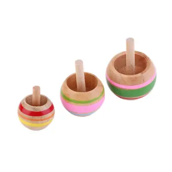 

Novelty Attractive3pcs FunnyWooden Colorful Spinning Top Kids Wood Children's Party Toy Perfect For Gift
