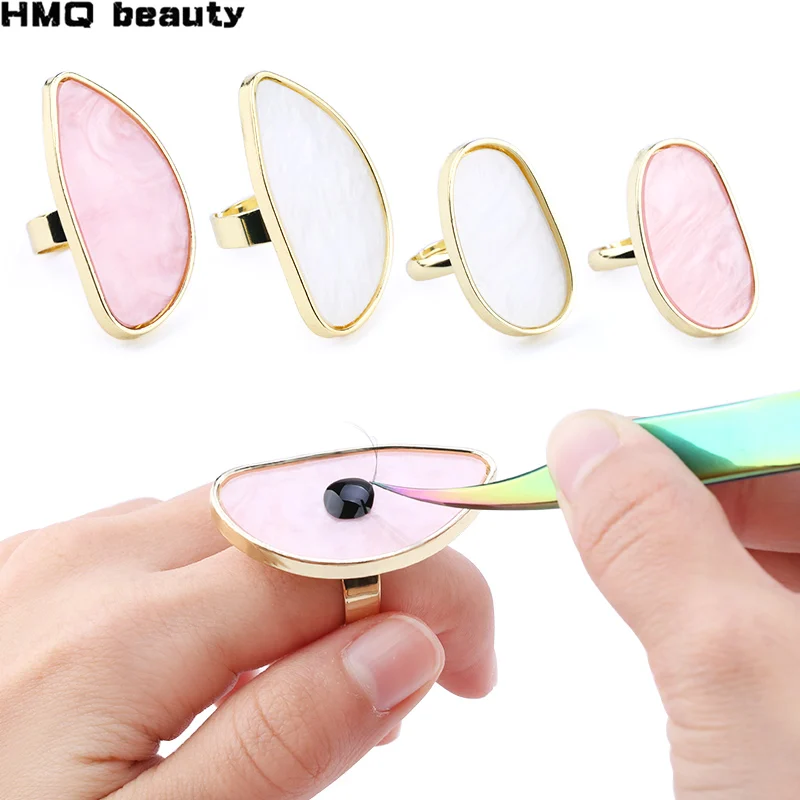 Anillo de extensión de pestañas, carcasa Natural, anillo de pegamento chapado en oro, pegamento para pestañas postizas, utensilio de extensión de pestañas, 1 unidad
