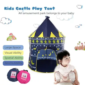 

Polyester Fiber Child Tents Tent Castle Game House Boy Princess Recreation Girl Magical Novel Pink Blue