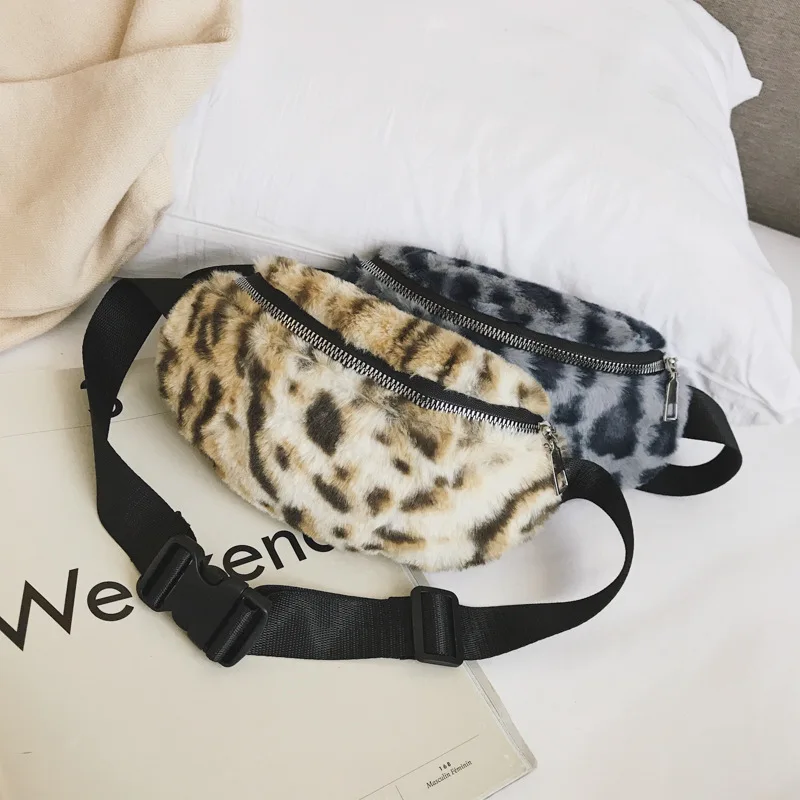 

2019 New Style Korean-style Fashion Leopord Pattern Bag Cute Girls Accessories Princess CHILDREN'S Chest Pack Plush Wallet Women