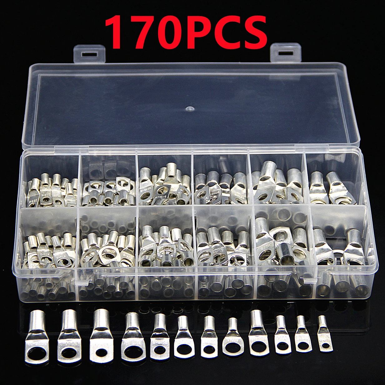 170pcs Tin Copper Ring Terminals Kit Seal Sc Crimp Soldering Electrical