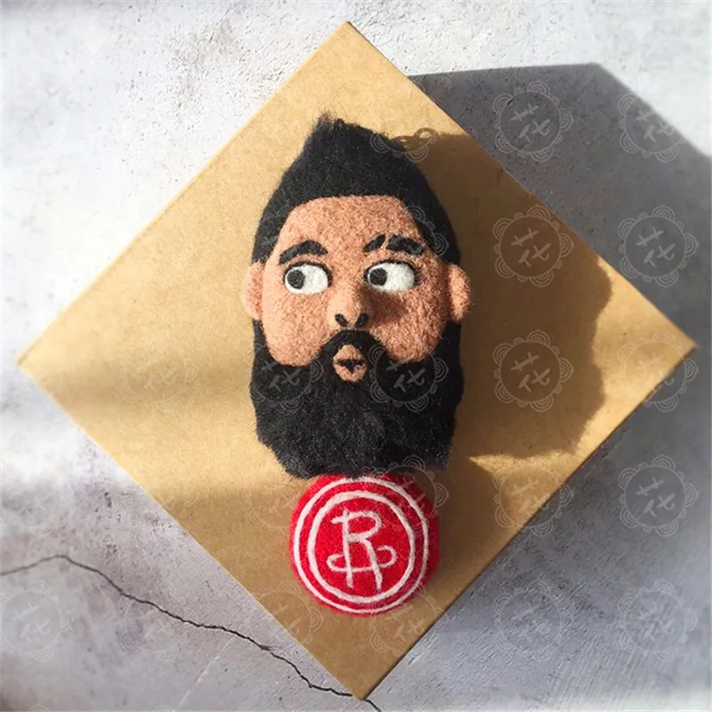 

Needle Felting DIY Craft Felt Toy Basketball Modle of NBA Houston Rockets All Star Big Beard James Wool Felt Keychain Ornaments
