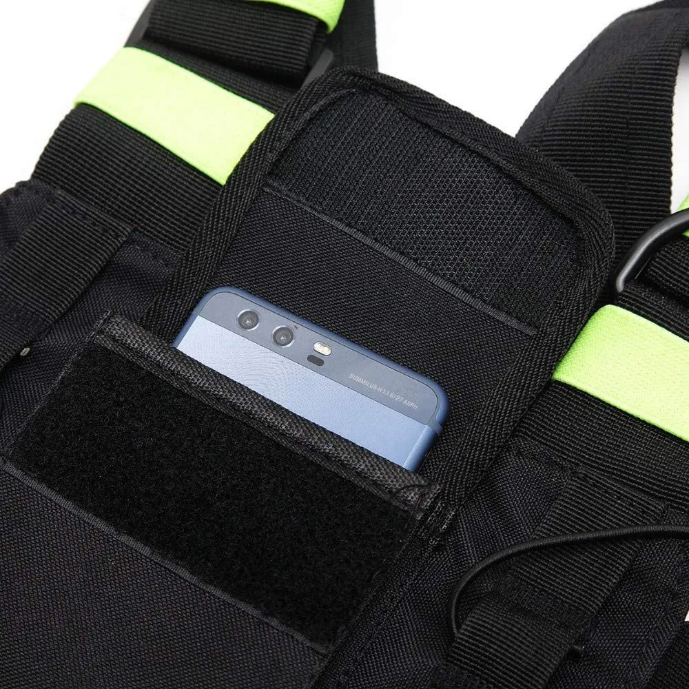 Heavy Duty Work Tool belt Suspender Work tool bag Adjustable black chest Rig Bag with reflective strips tactical vest