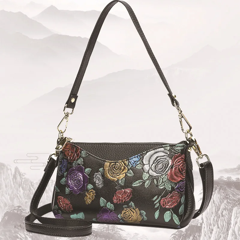 Сумки из натуральной кожи для женщин роскошные сумки женские сумки дизайнерские сумки на плечо Цветочные коровья кожа сумки