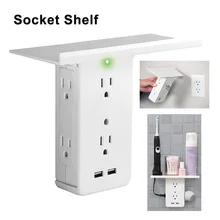 Штепсельный переключатель, стойка, розетка, шесть электрических розеток, Двойная зарядка, съемная полка, настенная полка, стеллаж, коробка для хранения, кронштейн, подставка, держатель