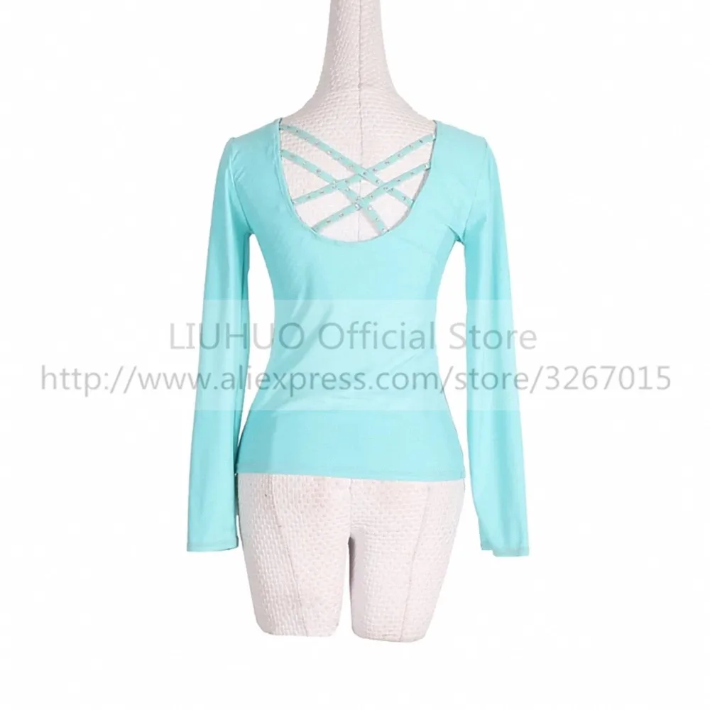 LIUHUO Women's Girls' Adult Kid Ice Skating Competition Figure Leotard Tops Jacket Child Training Clothing Dance Blue