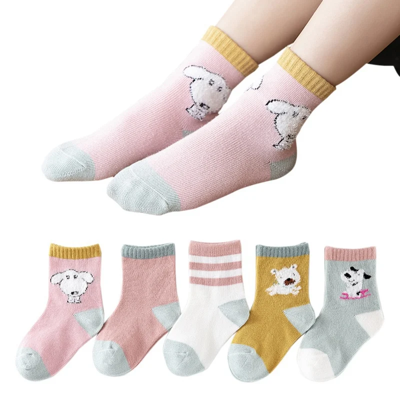 5 пар/лот; носки для девочек; calcetines mujer; модные повседневные хлопковые носки с изображением собаки