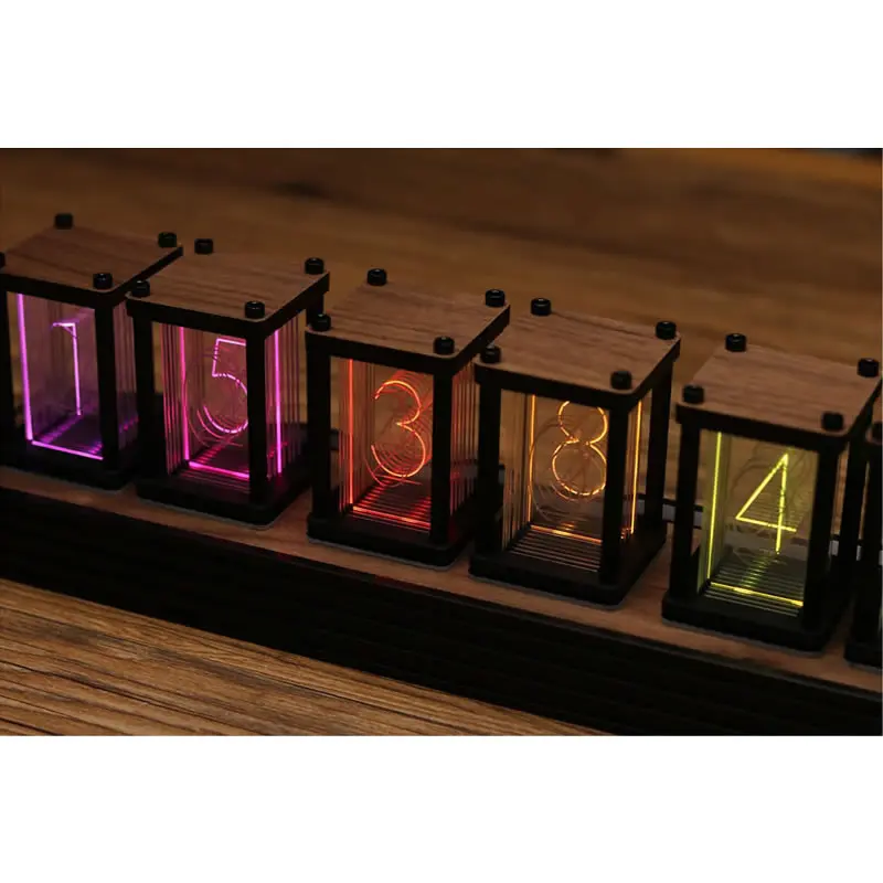 RGB псевдо-свечение трубки часы DIY kit светодиодный Рабочий стол креативное украшение подарок бойфренда черный орех оболочки высокого класса классическая