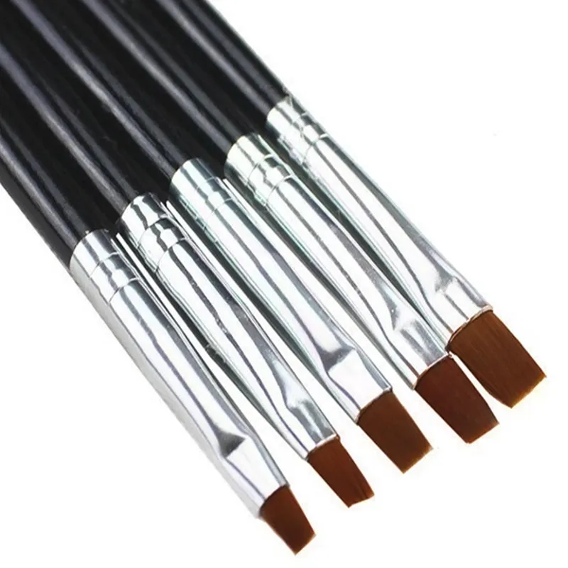 Black 7Pcs with Different Sizes DIY Nail Art Design Painting Brushes  Polish Brush Set UV Gel Nail Painting Brush Kit 5