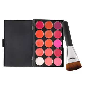 

15 Colors Makeup Palette Portable Cosmetic Gloss Lipstick Palette With Cosmetic Brush Ladies Lip Stick Kit Women Gift