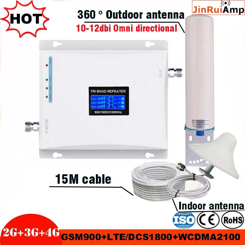 2g 3g 4g Triple Band Cell Phone Signal Booster 70db Gsm 900 Lte 1800 Wcdma 2100 Mhz Mobile Cellular Signal Repeater Antenna Set Signal Boosters Aliexpress