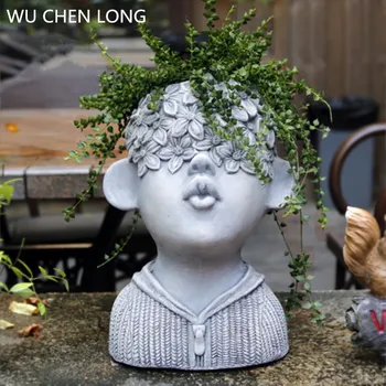 

WU CHEN LONG Nordic Garden Statue Decoration Vase Living Room Dried Flower Flower Arrangement Creative Home Decor A2016