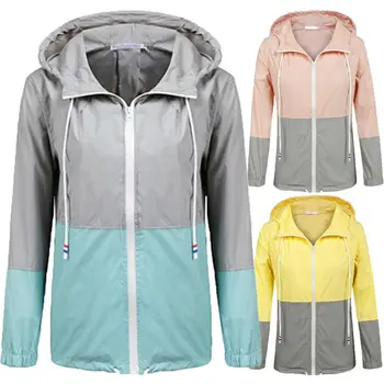 

UK Women's Waterproof Raincoat Outdoor Hooded Rain Jacket Windbreaker S-2XL