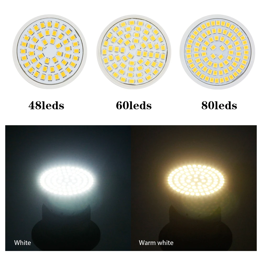 Светодиодная лампа MR16 E14 SMD2835 220 В 10 шт./лот E27 GU10 48/60/80 светодиодов|Светодиодные