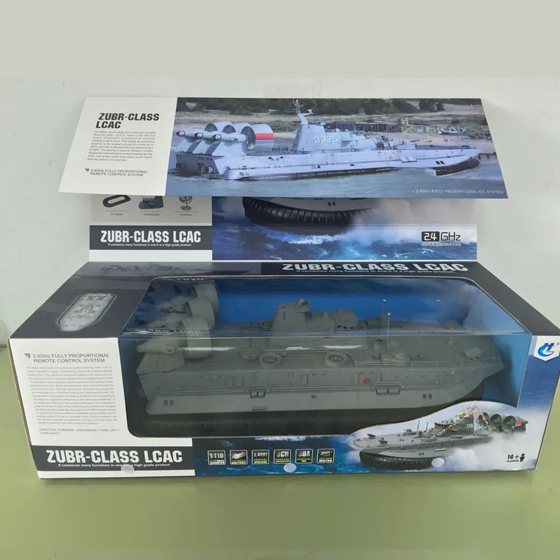 HG C201 1:110 2.4G RC Boat Ship Model Landing Water Air Cushion Landing Craft Remote Control Toys For Boys - EU / US Plug