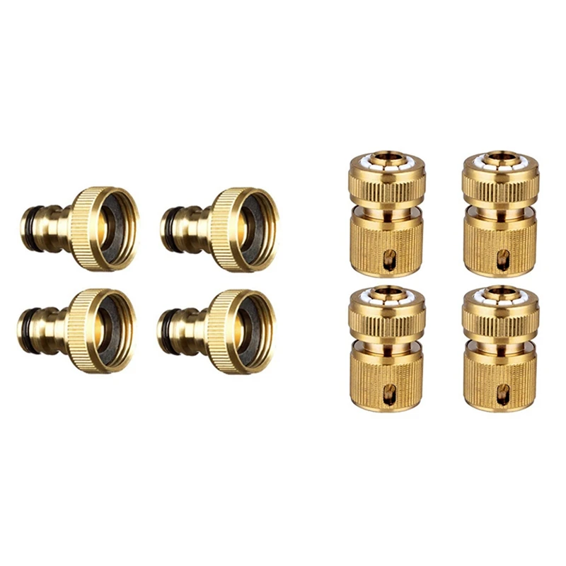 4PCS Heavy Duty Brass Auto Stop Quick Connector for Garden Water Hose Pipe Tap 