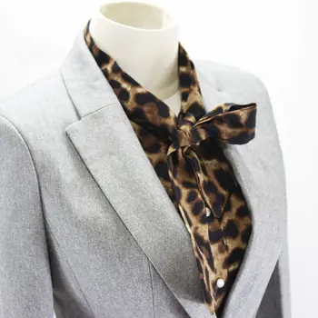 

Women Chiffon Detachable Half-Shirt Vintage Leopard Print Bowknot Fake Collar 449F