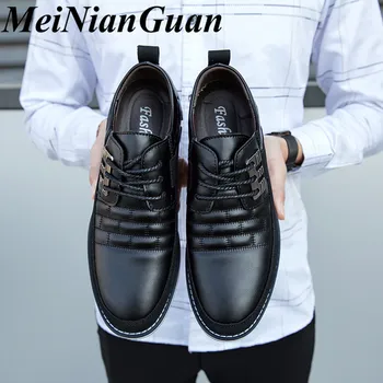 

Spring Autumn Leather Shoes Men Breathable Sneakers Man Round Toe Leather Men's Shoes Oxfords Simple Male Shoes Plus Size 48 K1