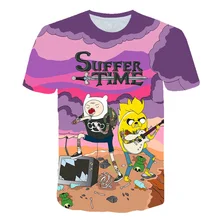 Летняя футболка, мужская и женская футболка, мультяшный принт Джейк время приключений, психоделический 3D цветной принт, топ, футболка Finn, 6XL