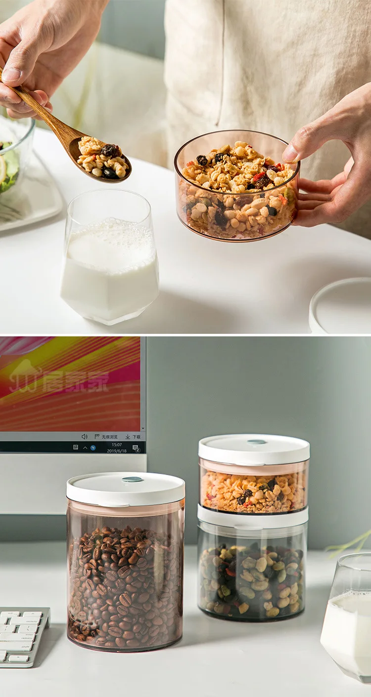 Sealed can storage box food storage jar plastic bottle grain dried goods transparent snack with lid plastic container