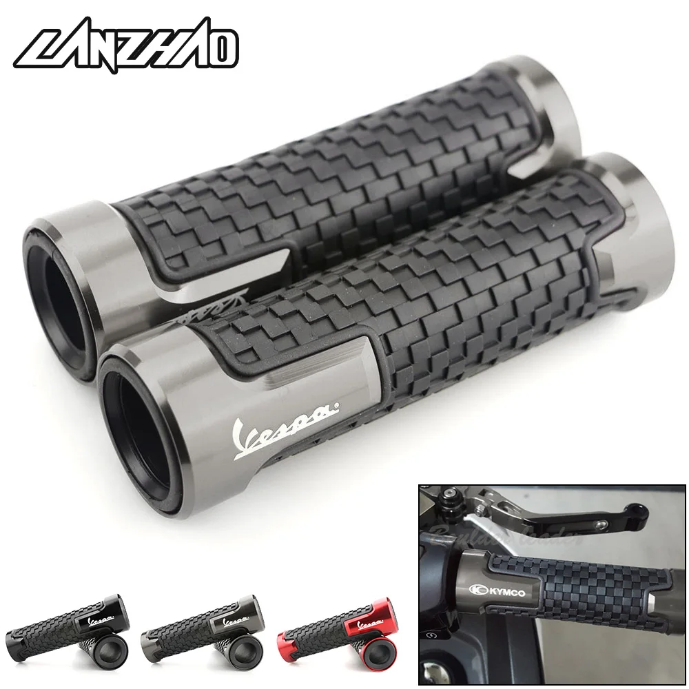 

Motorcycle Hand Grips CNC Aluminum Rubber Gel Handle Grip for Piaggio Vespa GTS GTV 250 300 Sprint Primavera 150 LX LXV