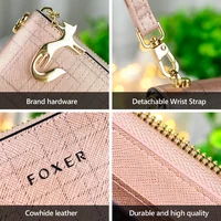 FOXER Women Split Leather Wallet Bifold Clutch Bag with Wristlet Fashion Card Holder Coin Purse Cellphone Bag Female Money Bag - Image 5
