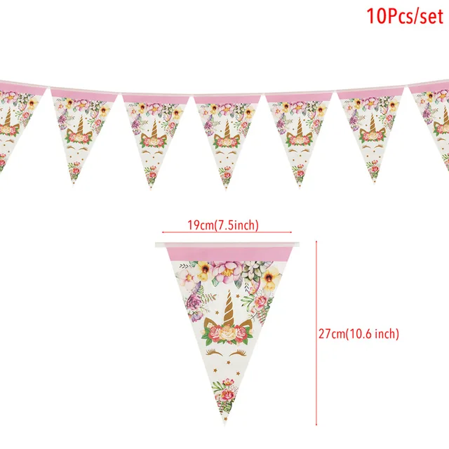 Paper Unicorn 1st Birthday Banner Happy Birthday Party Decorations Kids Little Mermaid Flag Baby Shower Banner Wedding Garland Pink Unicorn