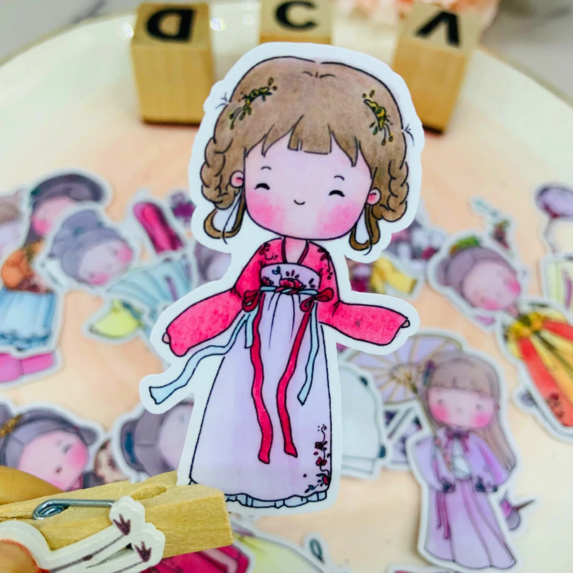 38 шт Hanfu girlScrapbooking наклейки для книг, студенческие Детские игрушки, блокнот, этикетка, декоративные наклейки, бумажные канцелярские товары