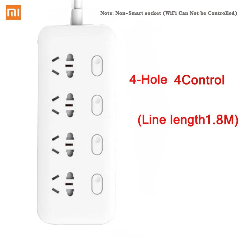 No WIFI 4 Holes Xiaomi умная розетка разъем бытовой кабель-удлинитель для Мощность доска 3/5/6/8 отверстий usb-кабель для быстрой зарядки 2500 Вт 10A 250V - Цвет: No WIFI 4 Holes