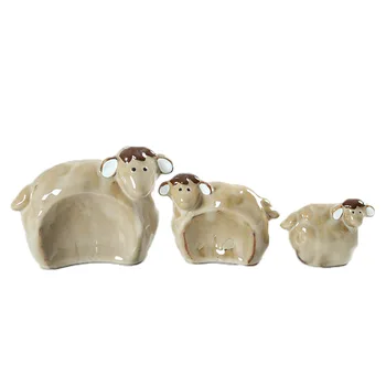 

3pcs/set Creative Sheep Decoration House Decorative Porcelain Tabletop Sheep Key Organizer Houseware Trinket Ornament Gift AA