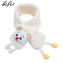 Детский зимний теплый плюшевый шарф-хомут с объемным рисунком животных, кукольный шейный платок