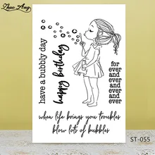 ZhuoAng Cute girl blowing bubbles Selos Claras Para DIY Fazer Scrapbooking/Cartão/Album Selo De Silicone Decorativos Artesanato(China)