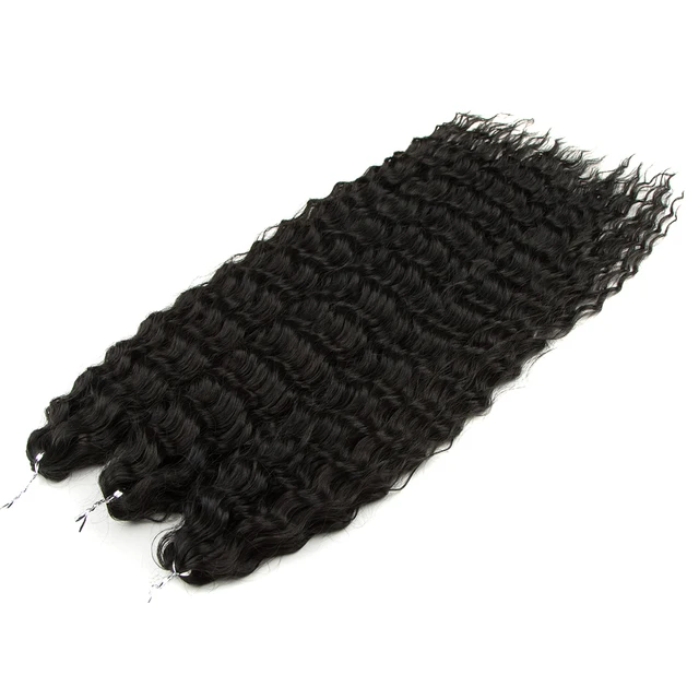 FASHION IDOL Soft Water Wave Twist Crochet Hair Synthetic Braid Hair Ombre Blonde Pink 22 Inch Deep Wave Braiding Hair Extension #1B