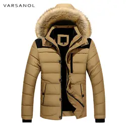 Varsanol, мужские парки с длинным рукавом, теплая зимняя куртка, пальто, хлопковые куртки, повседневная однотонная парка с капюшоном, средней