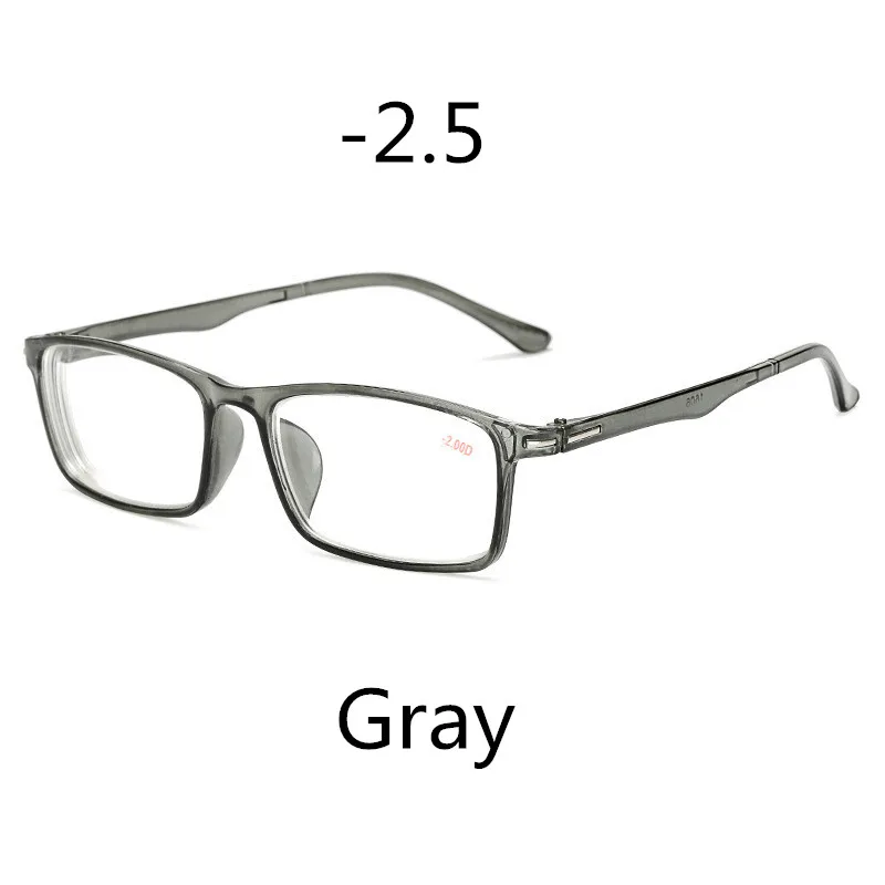 Gray-250 Elbru ультра-светильник, анти-синий светильник TR90, маленькая оправа, студенческие очки для близорукости, женские и мужские квадратные оправы, близорукие очки - Цвет оправы: Gray-250