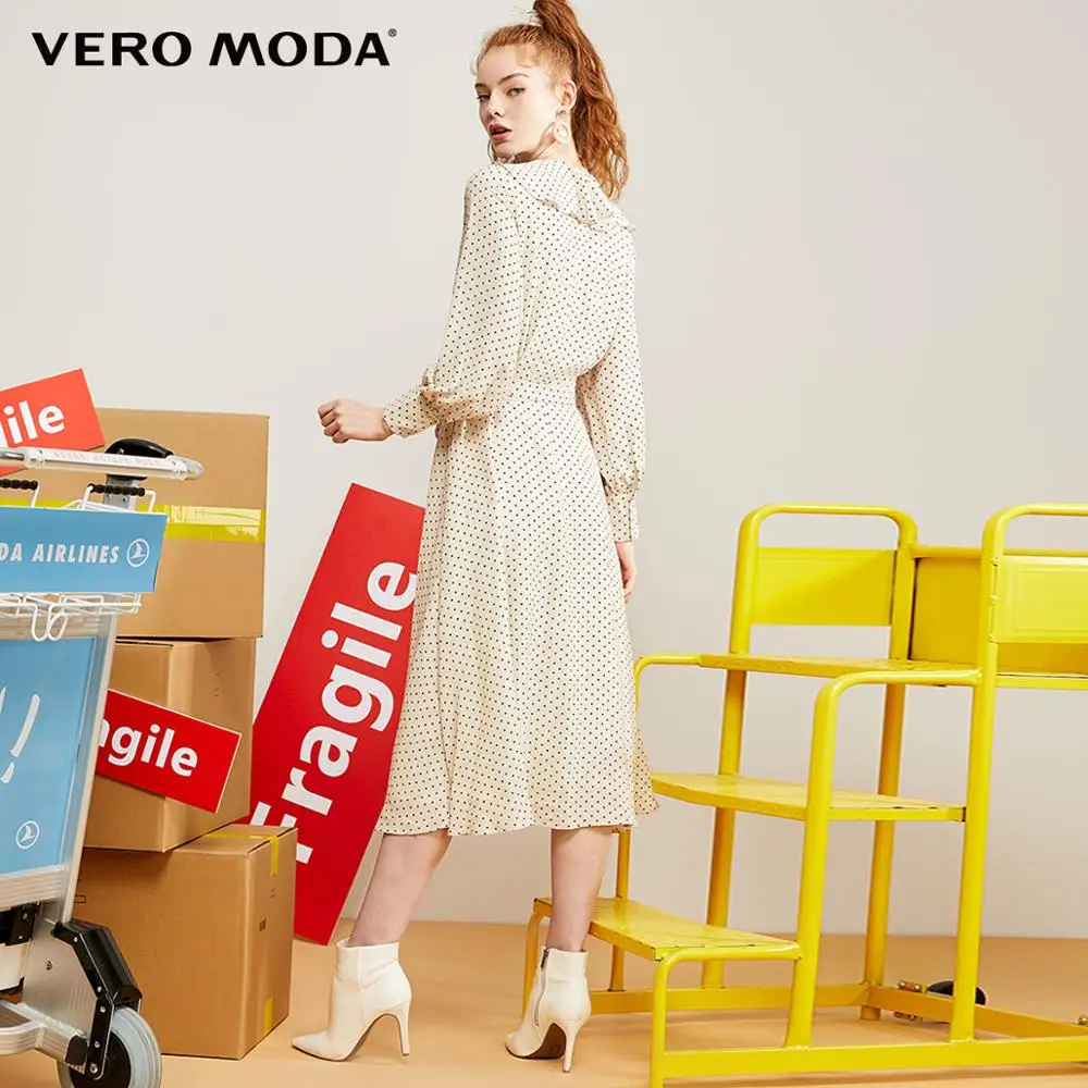 Новое плиссированное платье с длинными рукавами принтом Vero Moda | 31937D514|Платья|