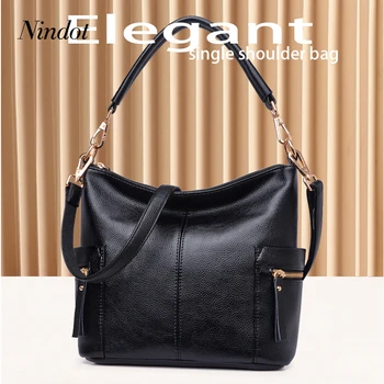 

Nindot women's bag large capacity shoulder bag elegant luxury black pu leather messenger bag crossbody female tote handbag blue