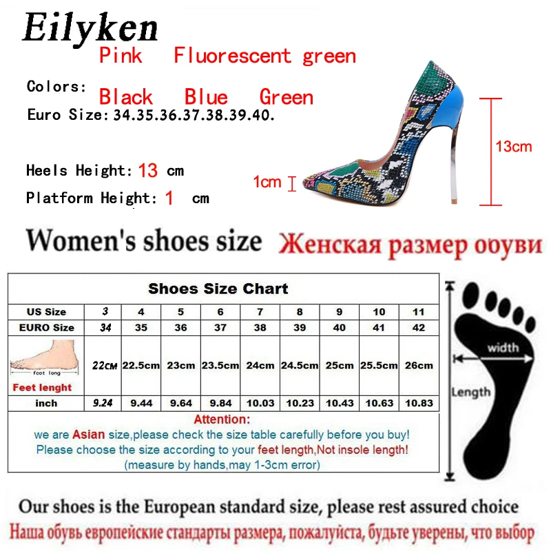 Eilyken/Новинка года; модная женская обувь; вечерние свадебные туфли со змеиным принтом; пикантные туфли-лодочки с острым носком на высоком каблуке; женская обувь; Размеры 35-42
