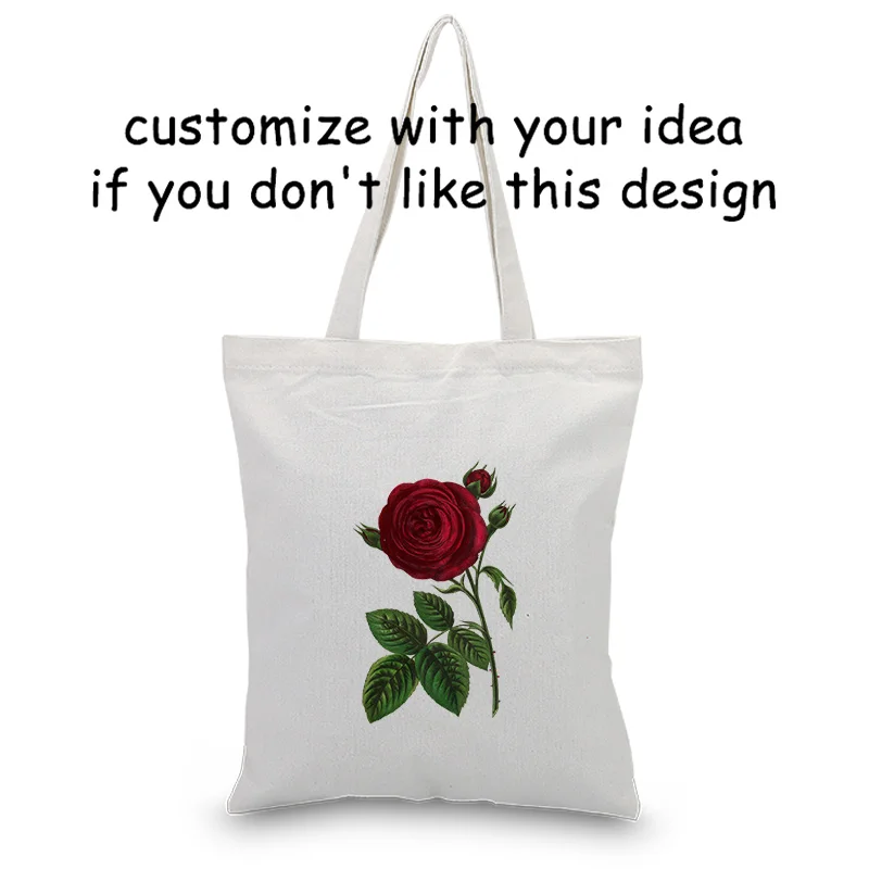 Цветок сумки из натуральной кожи Сумка-тоут сумка Применение канва для DIY сумка для покупок экологический многоразовый изготовленным на заказ логосом печати корзины текст на каждый день