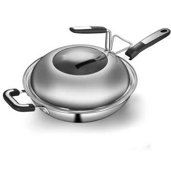 

Germany 304 stainless steel wok no oil smoke cooking pot coating n-stick cooker gas household